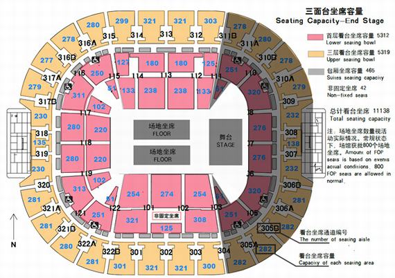 凱迪拉克中心(五棵松體育館)座位圖 凱迪拉克中心(五棵松體育館)座位圖