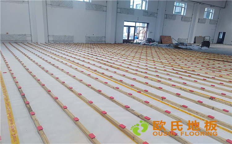 佳木斯市同江消防隊籃球館木地板案例-歐氏運動木地板