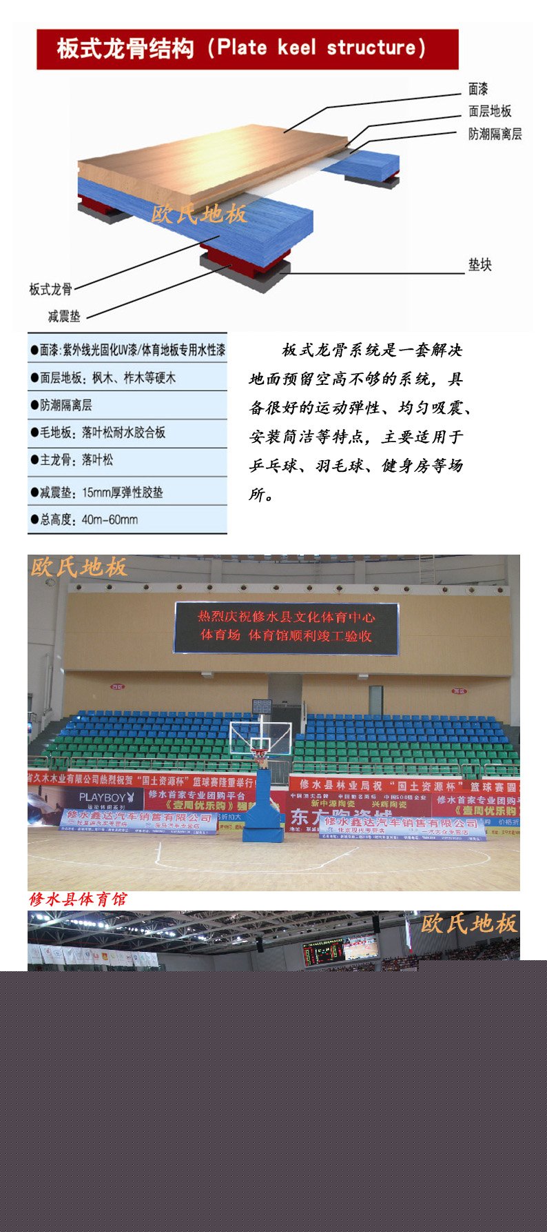 歐氏運動木地板辦事龍骨結構